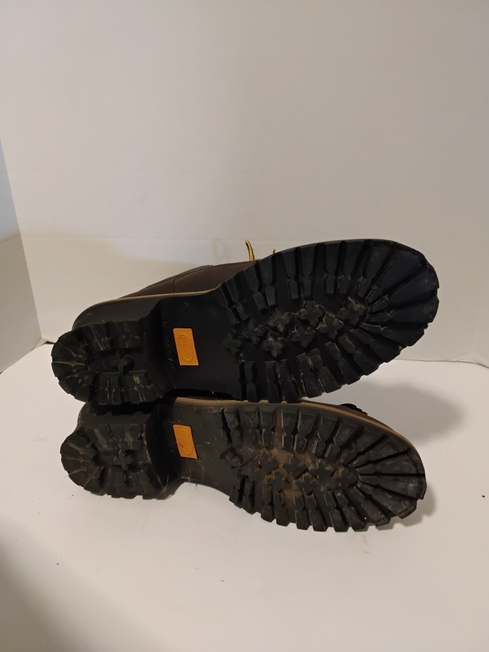 Men's Brown Lace-Up Leather Work Boots with Yellow Laces - Picture 3 of 3